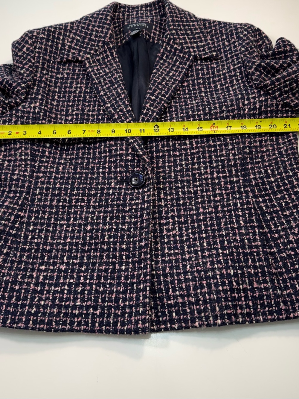 Jones New York Cotton Wool Blend Black Purple & White Tweed-Style Blazer - Picture 4 of 8